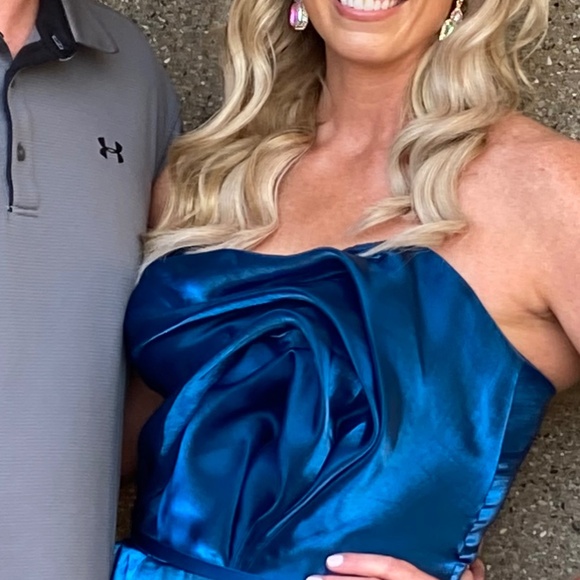 Ocean blue/teal Terani Couture gown - Picture 1 of 6